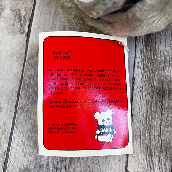 VTG Dakin & Co Pavlov Dog Gray Stuffed Animal Plush 1985 Tag Watch and Bandanna - Picture 13 of 13